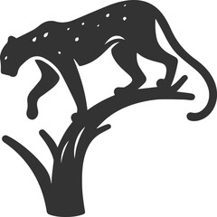Forest with leopard vector animal silhouette