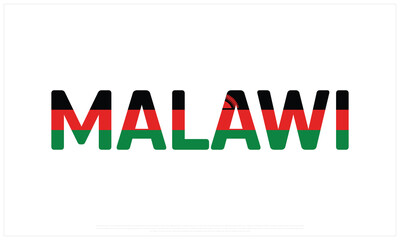 Malawi flag Typography on a white background, Vector design of Malawi flag typography, Flag of Malawi, National Day Design, Malawi Day design