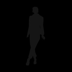 silhouette of a tall woman walking without background