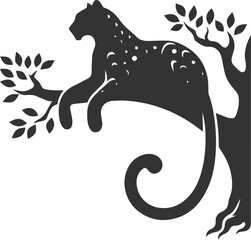 Forest with leopard vector animal silhouette