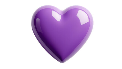 A single purple heart with glossy reflections isolated against a black background for valentine's day isolated over png transparent background