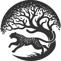 Forest with leopard vector animal silhouette