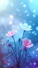 hyper realistic visual of beautiful flowers in icy background, created by generative ai