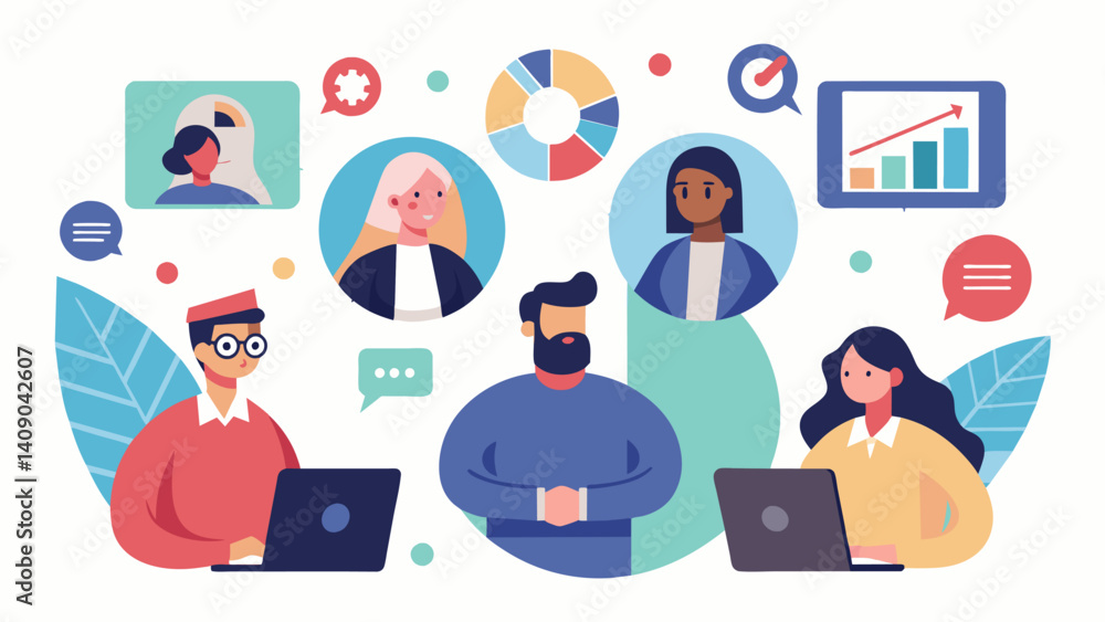 Poster a team of researchers remotely conducts interviews and focus groups to study the correlation between