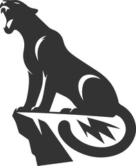 Forest with leopard vector animal silhouette