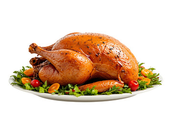 Delicious roasted turkey isolated on transparent background