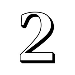 Naklejka premium Line Art Number Two