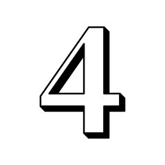 Fototapeta premium Line Art Number Four