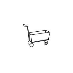 Rolling Cart one line art, and no color on white background