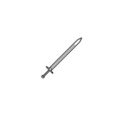 Sword, one line art, and no color on white background
