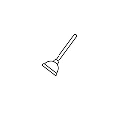 Toilet plunger one line art, and no color on white background