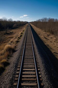 there is a train track that is going down the middle of the field