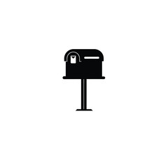 Mailbox black silhouette on white background