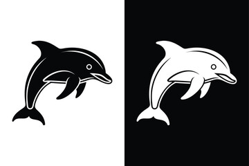Sea Animal Dolphin Icon. Elegant Vector Silhouette for Nautical Themes