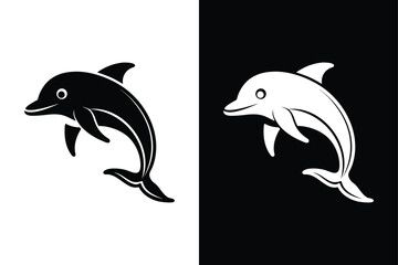 Minimalist Dolphin Icon. Vector Silhouette for Ocean-Themed Designs