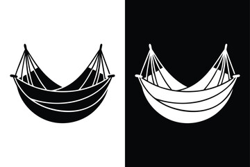 Hammock Icon Vector. Black and White Silhouette for Summer Vibes