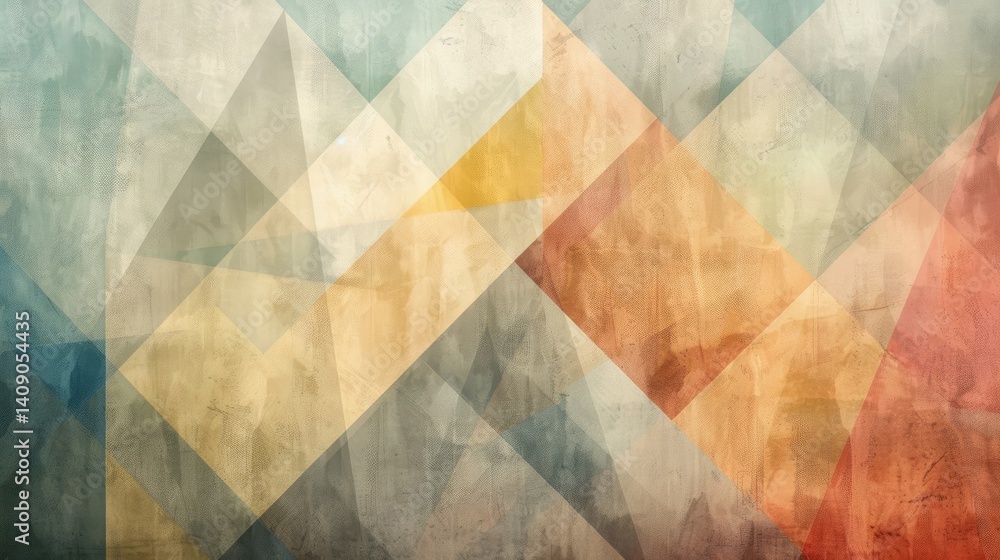 Poster the abstract picture of the geometry shape that painted with muted color, geometry is branch of math