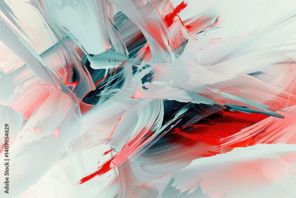 Poster the close up abstract picture of the blue and red colour mixing each other in the white background, 