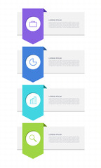 Minimalistic vertical infographic design template with 4 steps or options for presentations or instructions