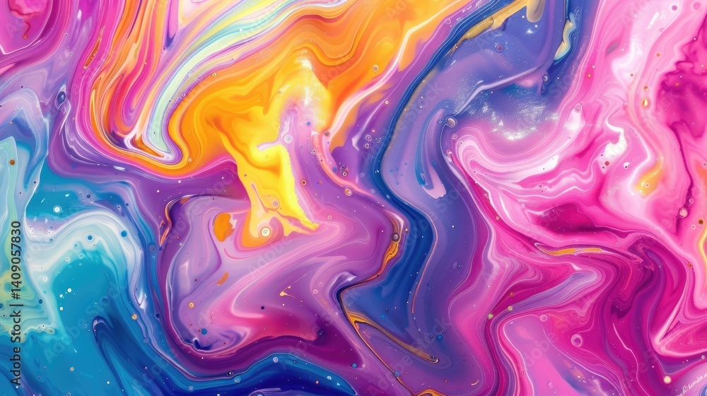 Poster the close up abstract picture of multiple colour mixing in form of liquid together for colourful sha