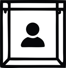 Glossy blue user icon button, a 3d vector illustration for web contact