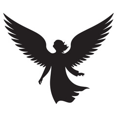angel Vector Black silhouettes. with white background
