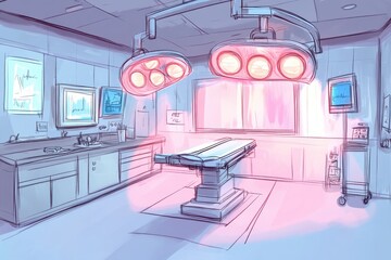 Fototapeta premium Modern Surgical Room with Bright Lighting and Surgical Equipment