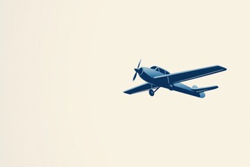 Minimalist illustration of a pilot navigating a small airplane in a bright blue sky