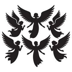 Fototapeta premium angel Vector Black silhouettes. with white background