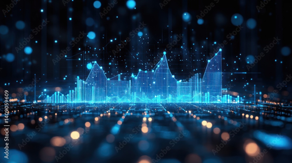 Poster abstract digital data visualization: growth and progress in the digital world