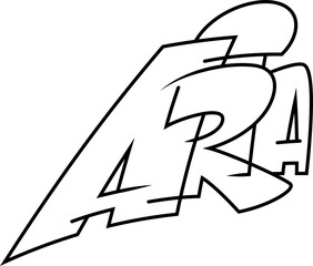 ARIA Graffiti NAME - Street Art Urban Wall TAG - Transparent PNG Download for T-shirt, Sticker, Logo, Print, Cut, Sew - Line drawing