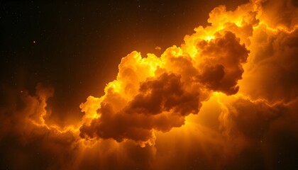 Obraz premium Nebula's Heart: A Fiery Cloudscape in Deep Space Exploration
