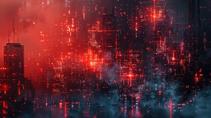 Picture of human commit crime in digital system to destroy and hack computer protection user in colorful light of cyberspace style theme. Coding for dangerous hacking technology from criminal. AIG53.