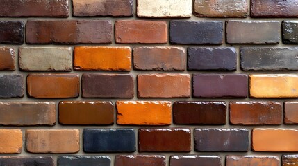 Obraz premium Multicolored Brick Wall Texture - Earthy Tones: The image features .