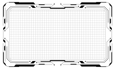 HUD frames black user interface elements design modern technology futuristic control panel screen digital hologram window gaming menu touching cyber monitor set white background vector