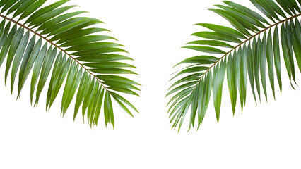 Green palm leaves isolated on transparent background.
