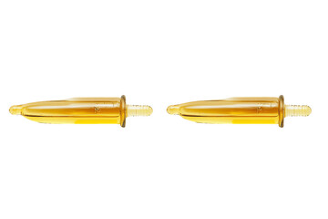 Fototapeta premium Two Amber Glass Pipettes on Transparent Background, PNG