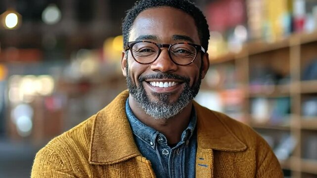 Portrait of a Smiling Man with Glasses
