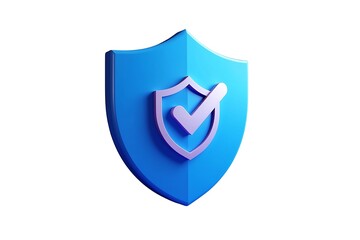 Secure shield verified checkmark 3D blue model