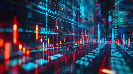 Table and bar graph of stock exchange market indices animation. Abstract animated 4k video background