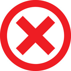This 3d illustration shows a glossy red round no symbol, a stop mark for no entry and no smoking, a negative sign to cancel or close, like a wrong or delete icon on the internet