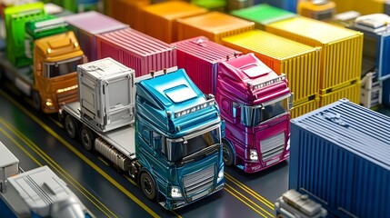 Colorful Cargo Trucks & Shipping Containers - Vibrant Colors