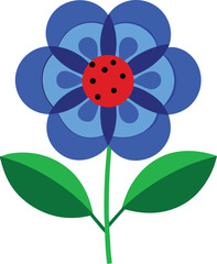 A cute red ladybug, also called a ladybird, is on a spring flower in nature