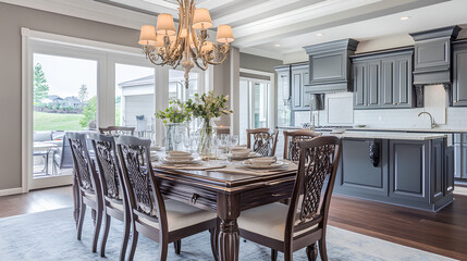 Obraz premium kitchen space dining table with a modern and simple concept