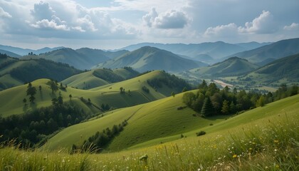 Obraz premium view from the top of the hill, see beautiful natural scenery 