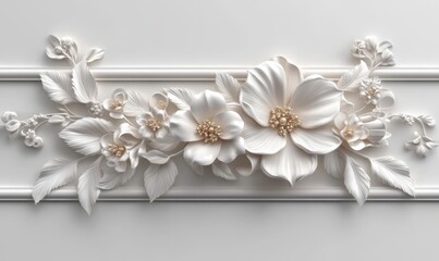Elegant cream and beige wall paneling boasting an embossed damask design