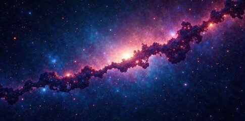 Fototapeta premium Starry expanse with glowing nebulae and constellations in the velvet blackness, celestial, dark blue