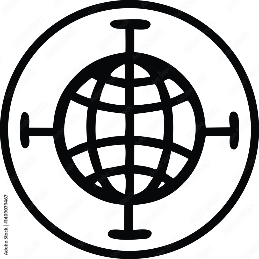 Poster this globe icon represents the world, a global symbol for internet and web communication on a button