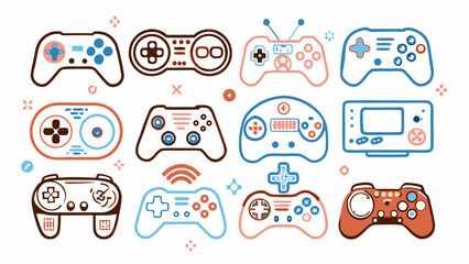 A nostalgic collection of retro video game controllers showcasing iconic designs from various gaming