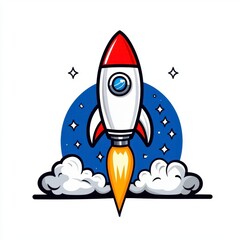 Colorful Rocket Launching into Space